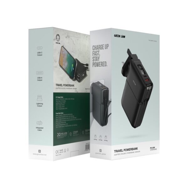 پاوربانک و آداپتور گرین لاین مدل Travel Powerbank ظرفیت 10000 میلی آمپر ساعت