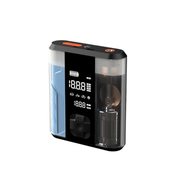 جامپ استارتر و پمپ باد و پاوربانک پاورلوژی مدل 8800mAh Jump Start Air Compressor – Transparent