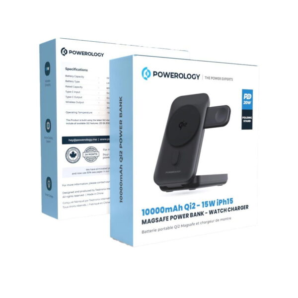 پاوربانک مگ سیف سه‌کاره پاورلوژی مدل POWERLOGY 10000mAh Qi2