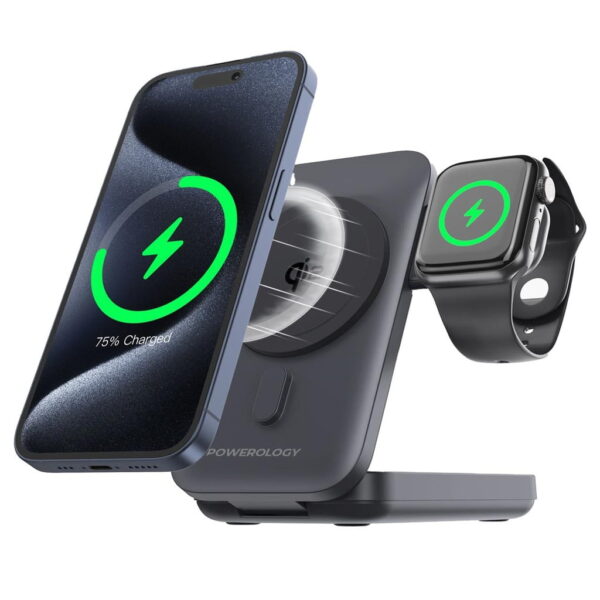 پاوربانک مگ سیف سه‌کاره پاورلوژی مدل POWERLOGY 10000mAh Qi2
