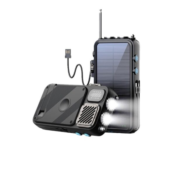 پاوربانک خورشیدی به همراه اسپیکر و چراغ قوه POWER | FM RADIO | SPEKER | LIGHTS Batterie portable et station de charge