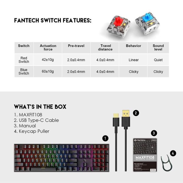 کیبورد مخصوص بازی فنتک مدل MAXFIT108 MK855