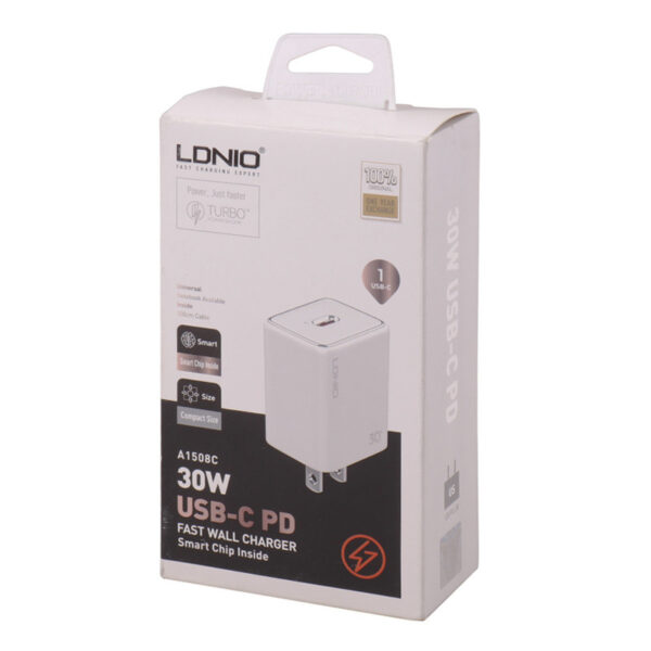 شارژر دیواری 30W الدینیو مدل LDNIO A1508C به همراه کابل تبدیل Type-C