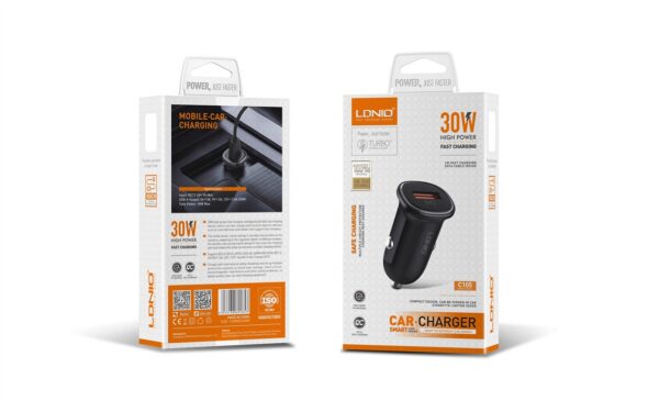 شارژر فندکی 30 وات الدینیو مدل C105 به همراه کابل USB-C