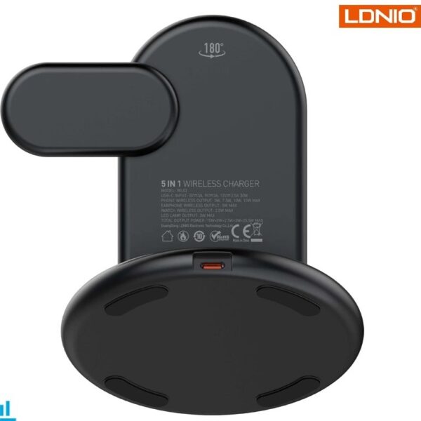 استند و شارژر وایرلس مگنتی الدینیو LDNIO WL02 توان 15 وات با قابلیت شارژ اپل واچ