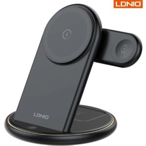 استند و شارژر وایرلس مگنتی الدینیو LDNIO WL02 توان 15 وات با قابلیت شارژ اپل واچ